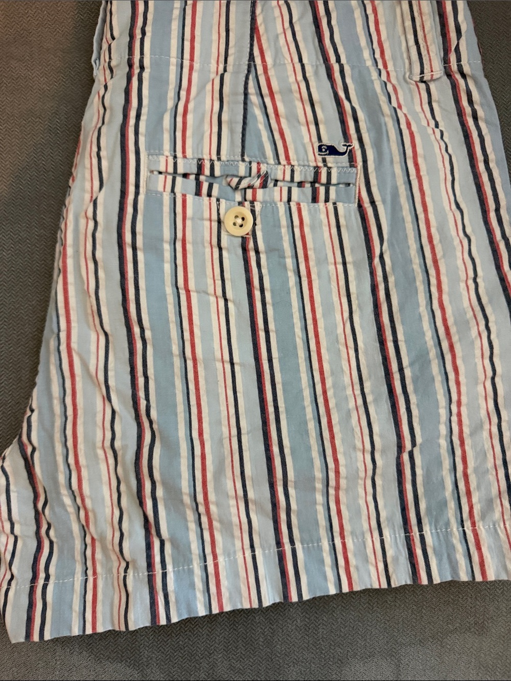 Vineyard Vines Women’s Striped Seersucker Shorts - Blue/Red/White - Picture 2 of 2